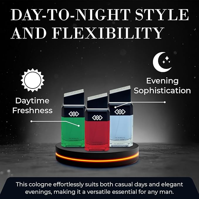 LEG3ND Pour Homme Set of 3 Cologne Spray - 0.5/15ml Eau de Parfum Spray Long-Lasting Scent with Elegant & Sleek Glass Bottle - Fragrances for Men Gift Set with Luxurious Fresh & Musculine Notes