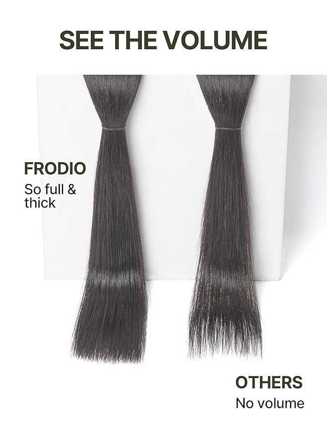 Frodio Clip Ins Hair Extensions Black 16 inches Remy Real Human Hair Seamless Silk Long Straight Full Thick Virgin Brazilian Jet Black Natural Color Beauty For Women Can Be Body Wave 110g 7 Piece