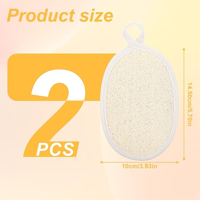 2 PCS Mini Soft Loofah Travel Size with Shower Flower Ball Natural Loofah Bath Sponge with Elastic Hand Strap Scrubber Glove Exfoliating Body Sponge Pad for Body Face Deeply Clean