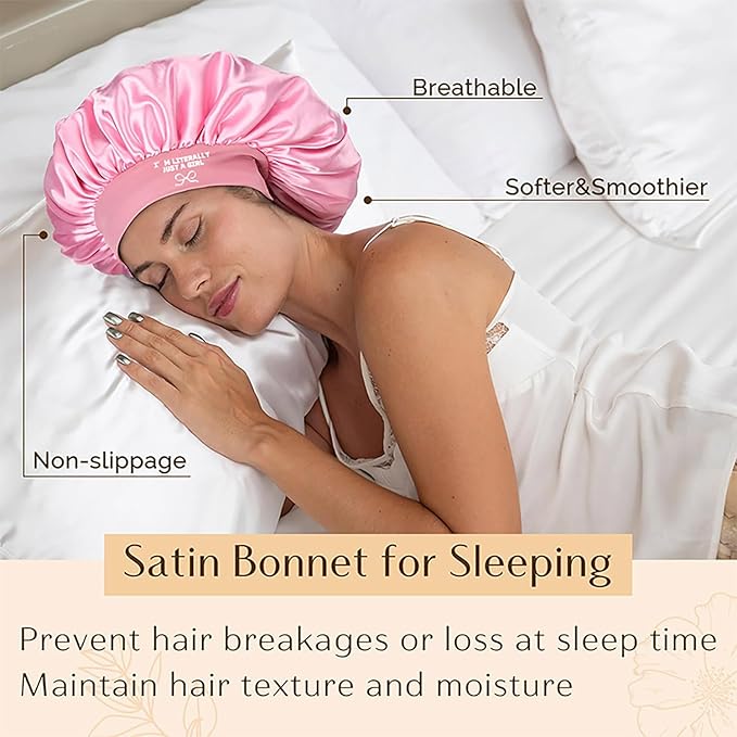 Black Satin Bonnet for Sleeping Black Women Single Layer