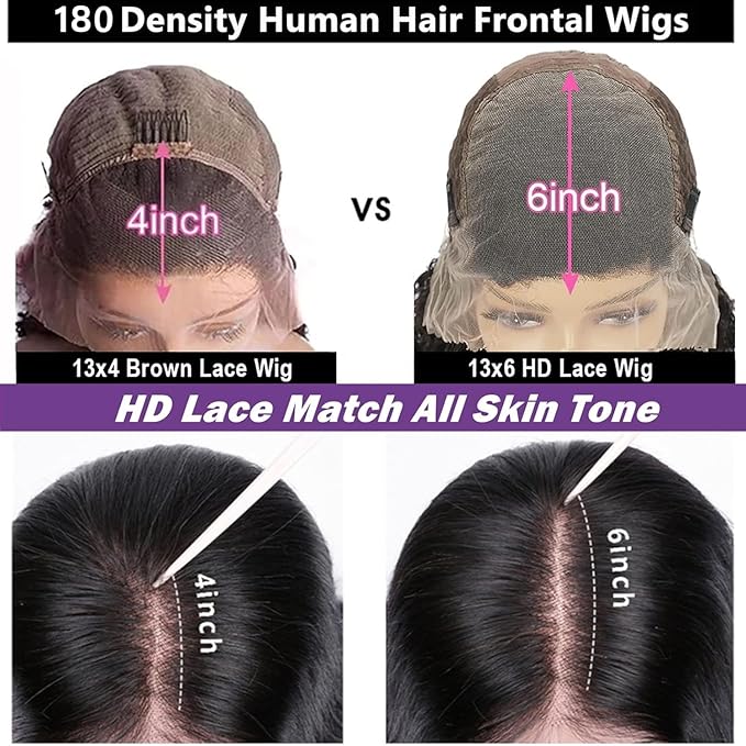 Manorshen 20Inch 13x6 Wet and Wavy Deep Wave Lace Frontal Wigs Brazilian Virgin Lace Front Deep Curly Wave Glueless Human Hair Pre Plucked Wig 180% Denisty With Baby Hair Natural Black
