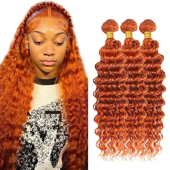 30 30 30 inch Ginger Bundles 350 Deep Wave Bundle Ginger Wet and Wavy Bundles Human Hair Extensions