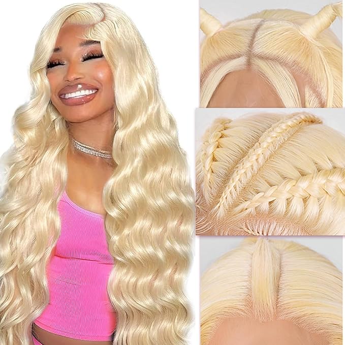 613 Lace Front Wig Human Hair 200 Density 13x6 Body Wave Blonde Wig Human Hair 613 HD Blonde Lace Front Wigs 613 Lace Frontal Wigs Pre Plucked for Women (20 Inch)