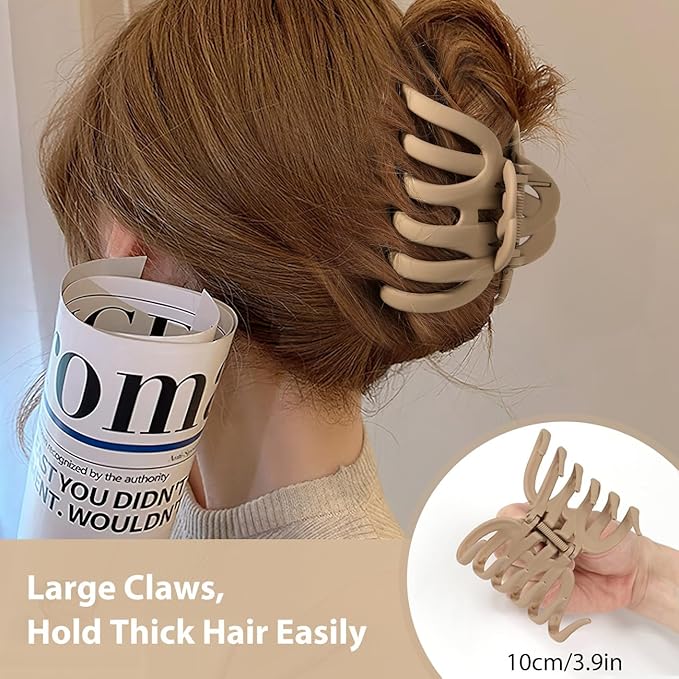 Shinowa Hair Clip Set, 4 Pack Hair Claws for Thick Hair, Large Hair Clips in 4 Neutral Colors, Non-slip Claws Jaw Clips for Women, Strong Hold for Girls Long Hair