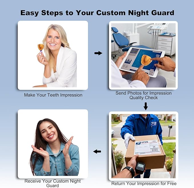 Custom Night Guard for Bruxism & Grinding, Teeth Clenching Mouthguard, Comfortable & BPA-Free - Protects Teeth & Reduces Jaw Tension - Includes Case & Easy-to-Use Mold Kit