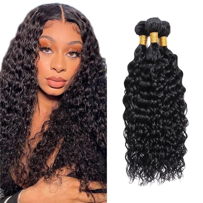 26 28 30 inch #1B Human Hair Bundles Water Wave Bundles Human Hair Wet and Wavy Bundle Natural Black Color 150g