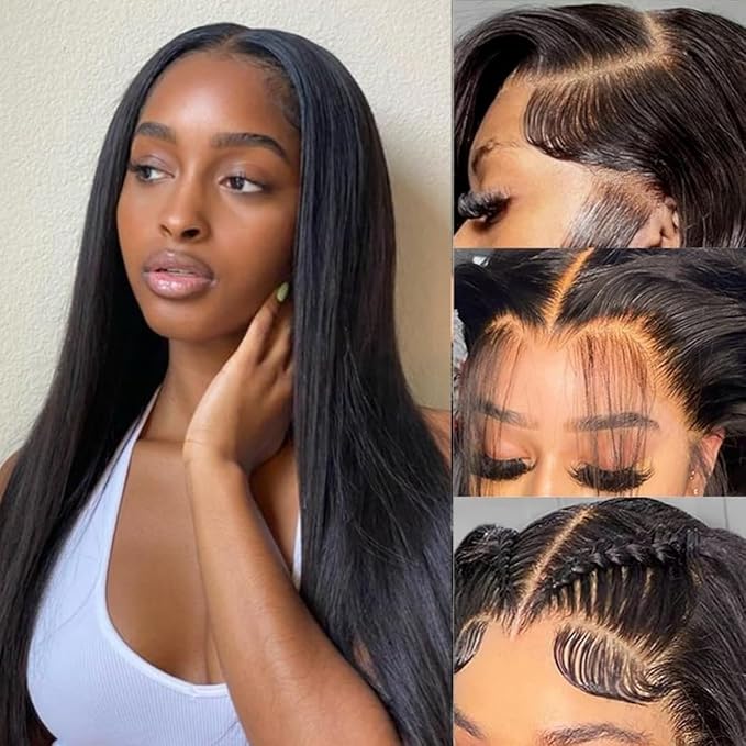 LICHANG 13x4 Lace Front Wigs Human Hair 200 Density Straight Glueless Wigs Human Hair Pre Plucked for Women 20 Inch