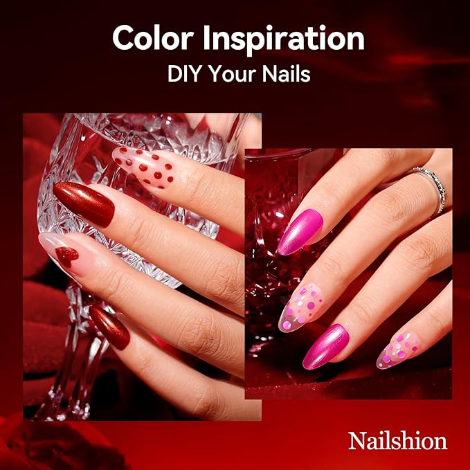Red Nail Polish Set, Christmas Stocking Stuffers, 6 Colors Red Cherry Dark Red Wine Nail Polish Kit, Opaque,Hema-free Quick Dry, Non Gel, Home DIY Nails Art Gift for Women Girls