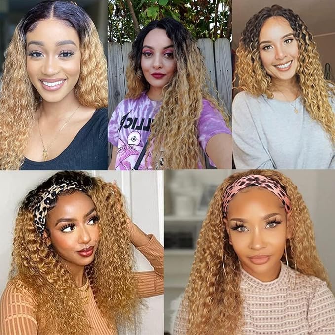 30 32 34 inch WuvuSnm Honey Brown Bundles #4 Deep Wave Human Hair Bundles 2 Tone Honey Blonde and Brown Color