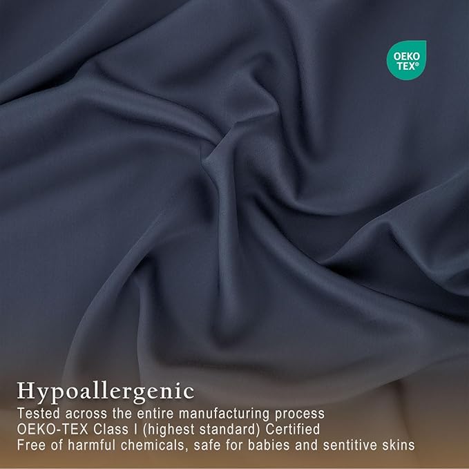 TOSMO Luxury Cooling Sheet Set - 100% Viscose from Bamboo, 4-Piece Bedding Set (Cal King Size) - 18” Extra Deep Pockets, Oeko-Tex Certified, Silky Soft and Breathable, Slate