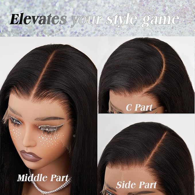 NESMON Body Wave 13x6 Full Frontal Real SKINLIKE HD Lace Wig, 200% Density Body Wave Wig 0.10mm Ultra-thin Invisible HD Lace Pre-Plucked Bleached Knots Human Hair Wigs For Women 24 Inch