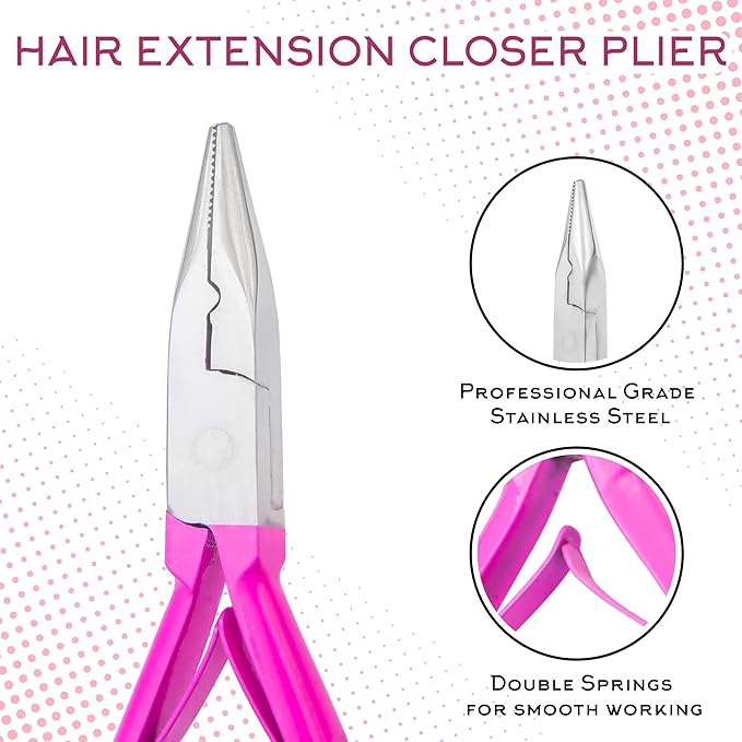SIVOTE Professional Hair Extension Tools Kit Stainless Steel, Microlink & Itip Extensions Tool Kit, Pink