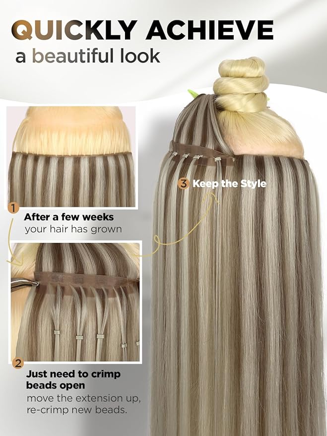 Twin Tab Butterfly Genius Weft Human Hair Extensions Latest Double Invisible Real 100% Remy Human Hair OVO Weft with Micro Bead Simulated Scalp Hair Extensions 100g 7ps 18 Inch 9A/60