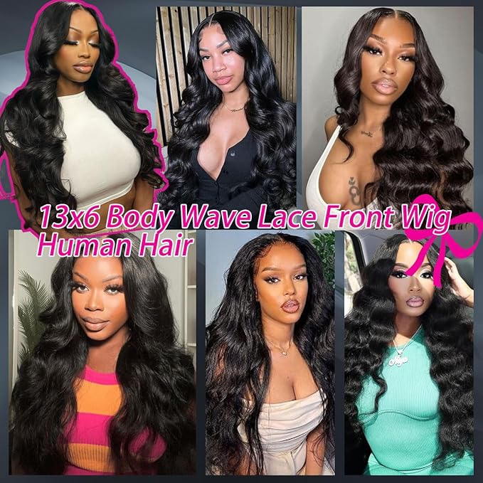 28 Inch Body Wave Lace Front Wigs Human Hair 220% Density Frontal Wigs Human Hair for Black Women 13x6 HD Lace Front Wigs Human Hair Pre Plucked Glueless Body Wave Wig