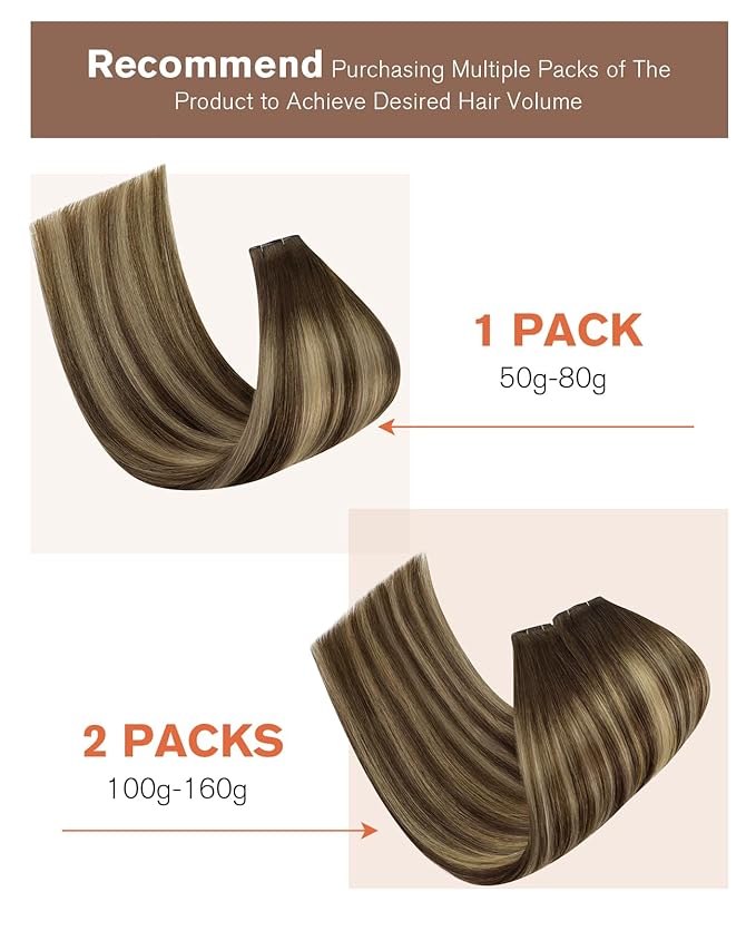 Sunny Hair Genius Weft Hair Extensions Human Hair Balayage Genius Weft Hair Extensions Sew in Brown Balayage Caramel Blonde Sew in Hair Extensions Real Human Hair for Women 20inch