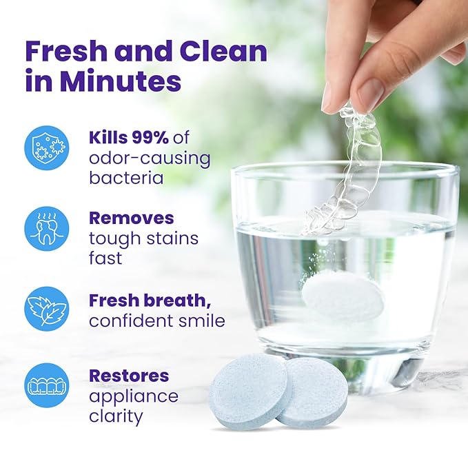 Retainer Brite Retainer Cleaner Tablets for Ultrasonic Cleaners, Used for Cleaning Invisalign, Mouth Guard, Night Guard and More, 4 Month Supply, Made in USA,120 Tablets