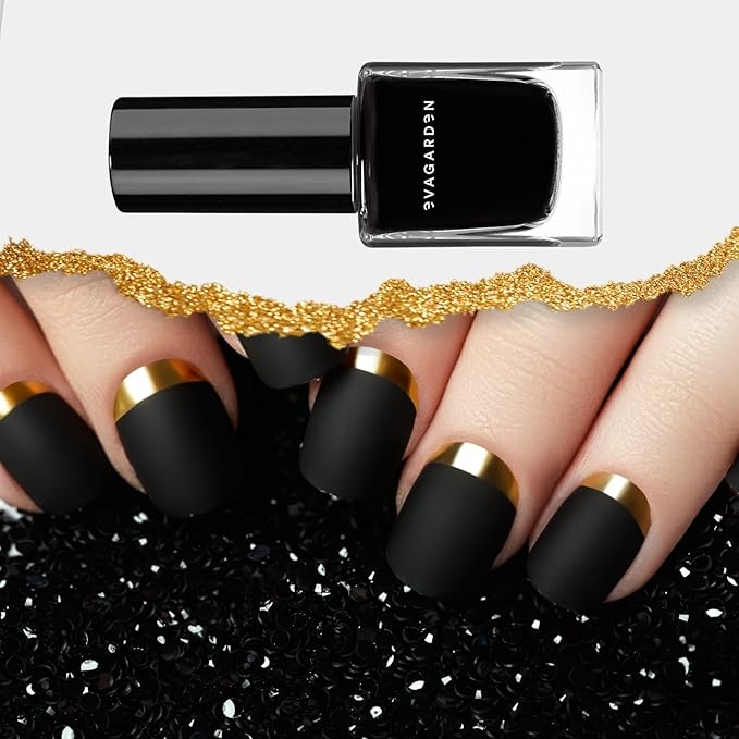 EVAGARDEN Sea Water Resistant Nail Polish - Saturated Color with Thin Film Coating - Attractive, Durable and Smooth Coverage - Clean Formula, No Harsh Substances - 602 Black - 0.34 oz