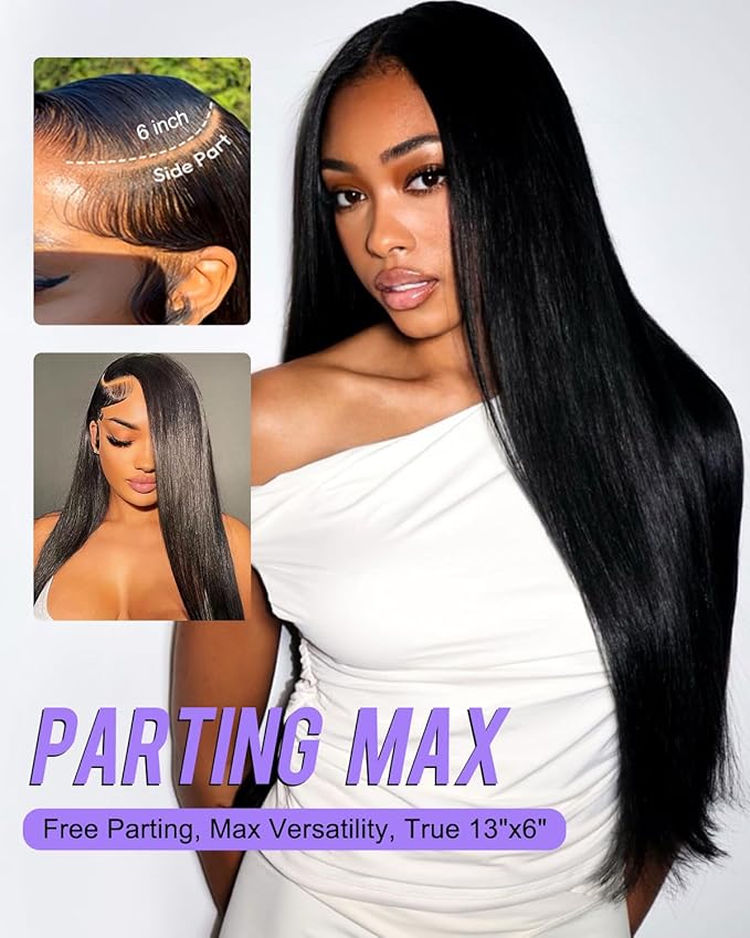 34 Inch Straight Wigs Human Hair 200 Density 13x6 Lace Front Wigs Human Hair Pre Plucked HD Lace Frontal Wigs Human Hair for Women Glueless Wigs Human Hair