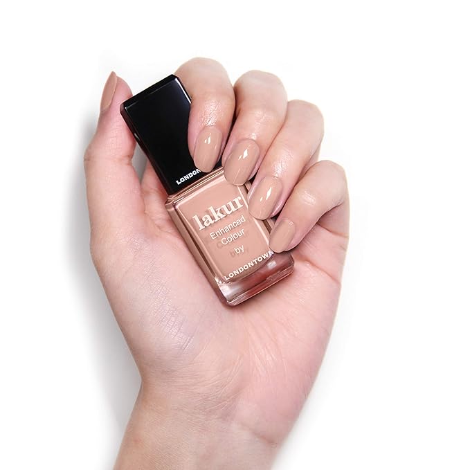 LONDONTOWN lakur Nail Polish - Chip-Resistant, Non-Toxic, Conditions & Hydrates Nails | Glossy Peachy Pink, Peach Pop, .40 fl oz