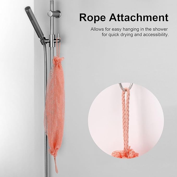 Authentic African Exfoliating Net, 4 Pcs Knotted Bath Net Sponge Loofah Exfoliating Washcloth Back Scrubber for Shower
