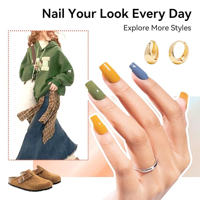 Winter Nail Polish Set, 6 Colors Burgundy Red Yellow Green Grey Quick Air Dry Nail Polish Non Gel, Hema-free, Nail Lacquer Manicure Art DIY at Home Christmas Gift for Women