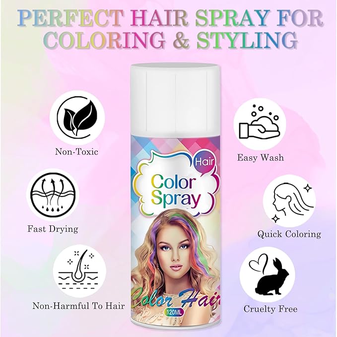 Temporary Hair Color Spray for Women Men Kids, Instant Vivid Temporary Hair Dye, One-Time Use Hair Color Wax Non-Sticky For Cosplay DIY, Christmas Party, Crazy Hair Day (Fired Red, 120ML)