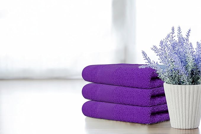 Premium Wash Cloths Pack of 12 (13" x 13") 100% Ring Spun Cotton | Luxury Washcloths | Ultra Soft Face Towels | Highly Absorbent Wash Cloths for face (Purple)