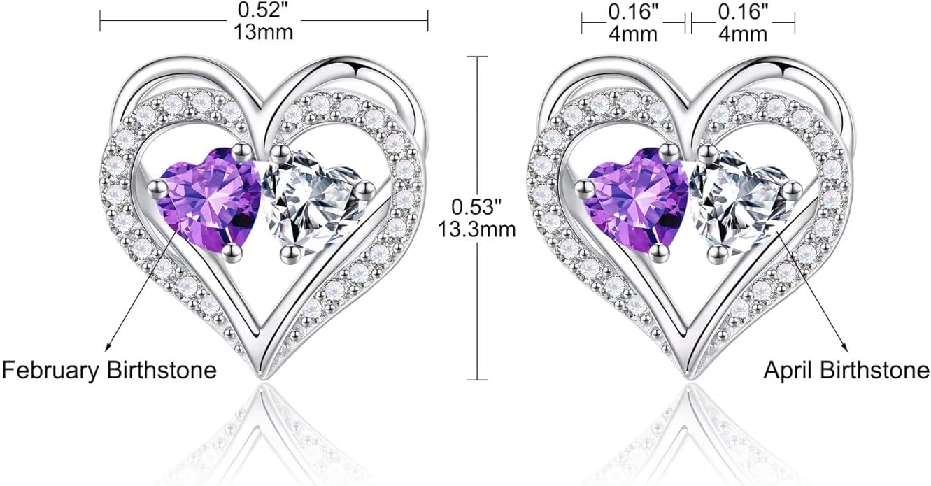 Iefil Christmas Gifts for Women Wife - 925 Sterling Silver Birthstone Earrings, Anniversary Birthday Gifts for Women Wife Girlfriend Mom