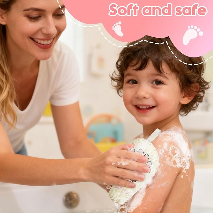 Baby and Kids Bath Loofah Sponge (2 Pack) Cute Foot-Shaped Child & Toddler Bath Exfoliating Body Scrubber luffa Sponge.Bath Sponge Specially Designed for Infants, Women, Boys, and Girls