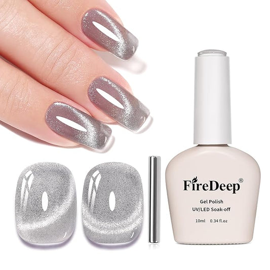 10ml Hema Free Silver Cat Eye Gel Nail Polish Translucent Glassy Color Glitter Gel Polish with Magnet Soak Off Manicure Art DIY Salon for Women