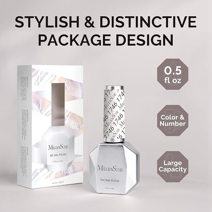 MelodySusie White Glitter Gel Nail Polish,0.5fl oz White Shimmer Soak Off UV LED Pure White Sparkle Glitter Gel Polish Gift for Women Nail Art Manicure Salon DIY Nail Design Decoration at Home-1746