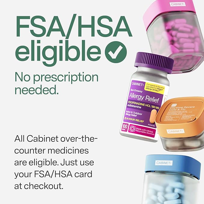 Cabinet: 500mg Acetaminophen for Headache Relief, Toothaches, Sore Throat, and Fever Reducer, Includes 1 Refillable Medicine Jar, 120 Tablets Refillable Glass Jar - w/Travel Tin