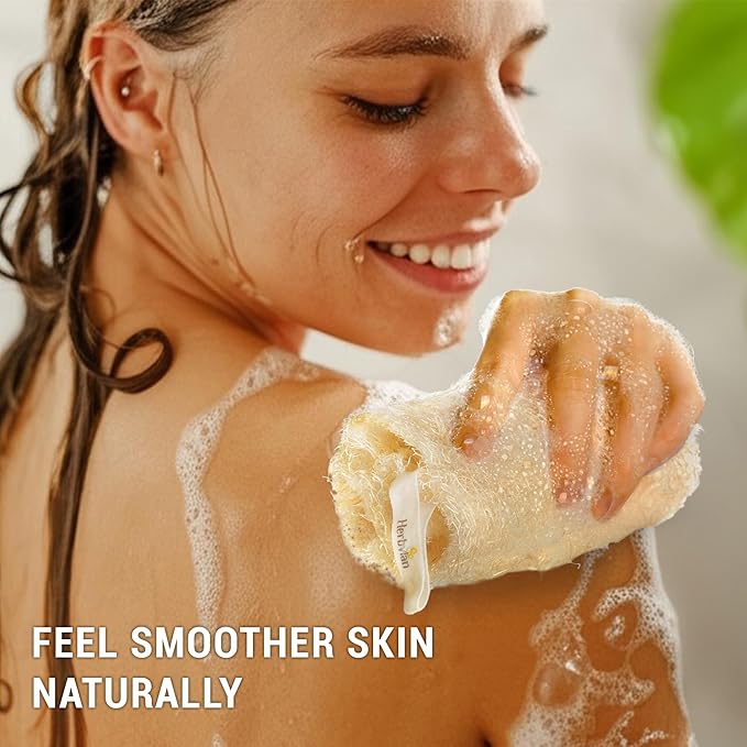 Natural Vietnamese Loofah Sponge, 100% Plant-Based Luffa Exfoliating Body Scrubber for Shower, Multi-Functional for Kitchen, Ideal for Men & Women, Spa & for Pet (5-Pack)