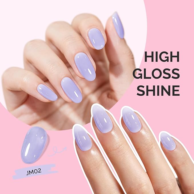 MelodySusie Jeweliver Gel Nail Polish, 0.5Fl Oz Light Purple Jelly Gel Polish Sheer Translucent Nude Soak Off UV LED Light Cure Spring Summer Colors Manicure Nail Art DIY at Home JM02