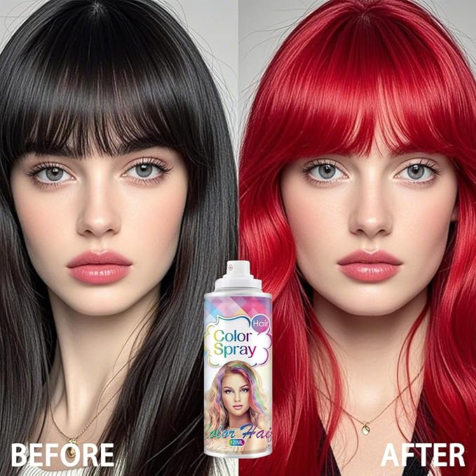 Temporary Hair Color Spray for Women and Girls, Temporary Hair Color Wax, Natural Hair Coloring Strong Style Gel Cream Hair Dye Spray for Halloween, DIY, Cosplay, Party (Red, Large)
