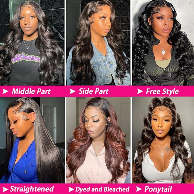 13x6 Body Wave Lace Front Wigs Human Hair Pre Plucked Glueless Wigs Human Hair 180% Density HD Transparent Lace Frontal Wig Human Hair for Black Women Body Wave Wig 20 Inch