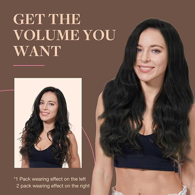 GOO GOO Clip in Hair Extensions Real Human Hair, Remy Human Hair Extensions Clip ins for Women, Natural Human Hair, 16inch 160g 7Pcs, #1 Jet Black