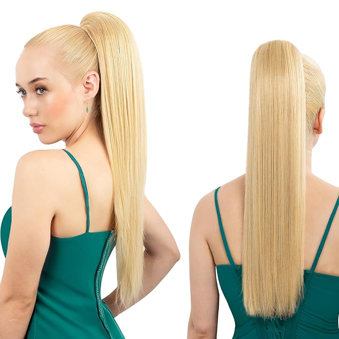 Ponytail Extension, 24" Long Straight Claw Clip Ponytail Extension clip on ponytails hair clip Hair claw clip Fake Ponytail Hairpieces for Women - ButterScotch