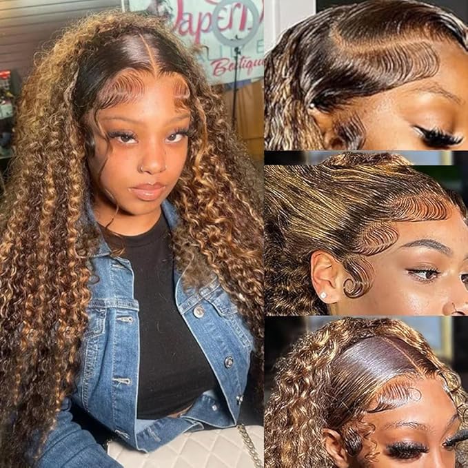 30inch Honey Blonde Wig Human Hair Deep Wave Lace Front Wigs Human Hair 13x6 highlight ombre 4/27 Hd Lace Frontal Wigs Glueless Wig Pre Plucked For Women