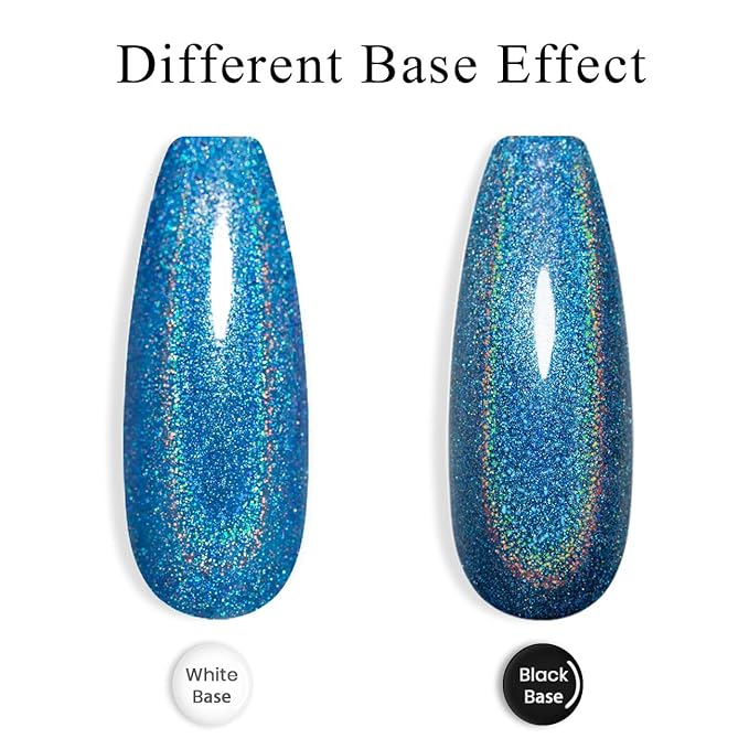 RARJSM Holographic Gel Nail Polish Blue Rainbow Glitter Reflective Iridescent Gel Polish Curing Required Unicorn Mirror Chrome Laser Effect Soak off for Summer DIY Salon Home Manicure 7.5ML