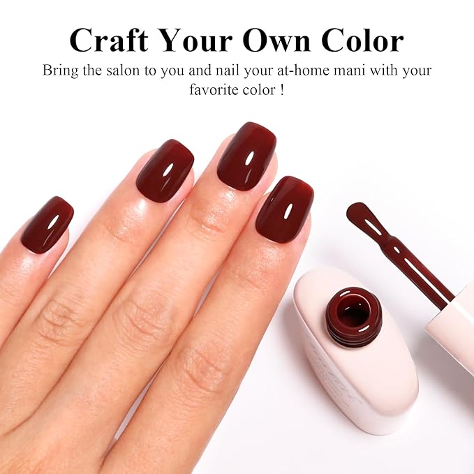 Imtiti Dark Auburn Gel Polish, 1Pcs Red Brown Soak Off UV LED Burgundy Gel Nail Polish for Fall and Winter (0.34 Fl Oz-1918)