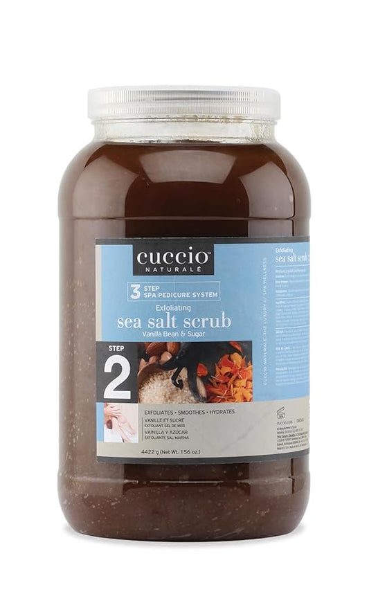 Cuccio Naturale Sea Salt Scrub Vanilla Bean & Sugar 156 oz – Exfoliating Body & Foot Scrub with Rich Oils – Step 2 Spa Pedicure System – Dual Salt & Sugar Polish for Soft, Smooth, Hydrated Skin