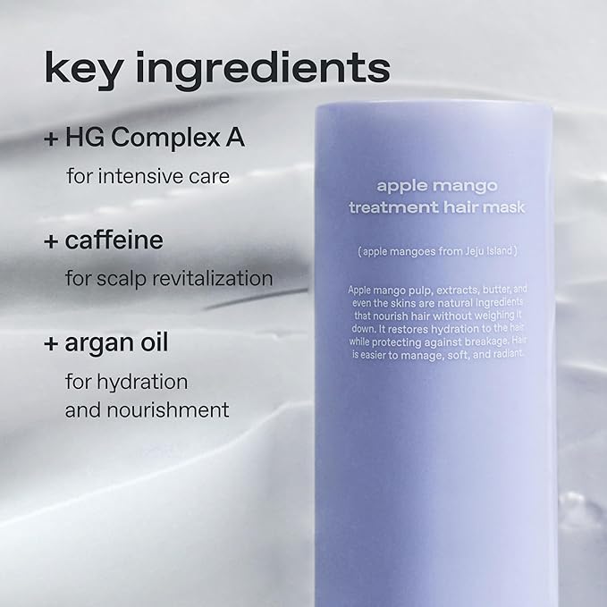 glow apple mango treatment hair mask | silicone‑free, non‑comedogenic formulation for scalp & hair | intensive moisture & smoothing for brittle | rich tropical apple‑mango scent | 8.45 fl oz