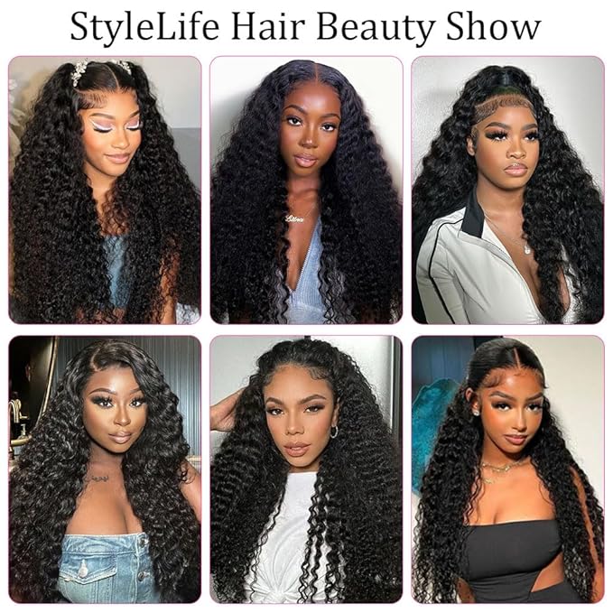 28 Inch Deep Wave Lace Front Wigs Human Hair with Drawstring Wear and Go Glueless Wigs Human Hair Pre Plucked Pre Cut 7x5 200 Density Curly HD Lace Front Wigs Beginner Friendly Glueless Wig for Women