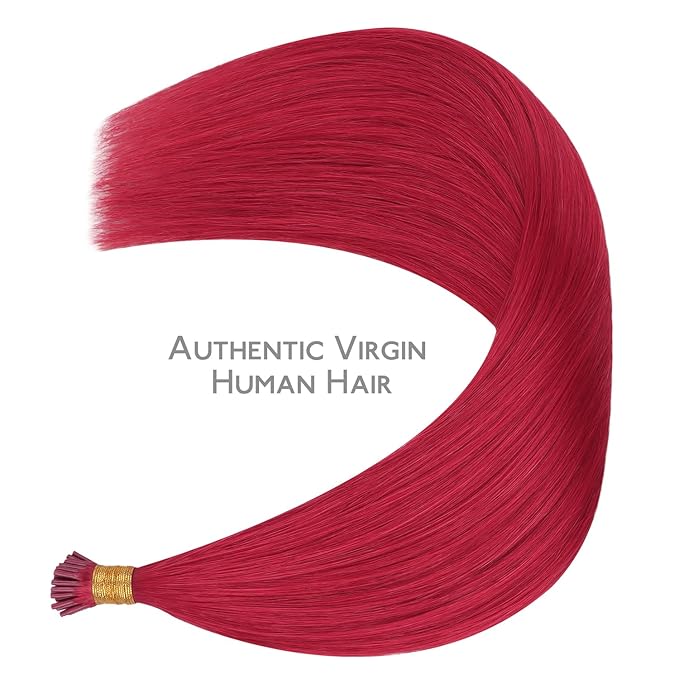WENNALIFE I Tip Hair Extensions Human Hair, 50g 50s 18 Inch Red Remy Itip Human Hair Extensions Invisible Itips Straight I Tips Fusion Extensions Real Human Hair