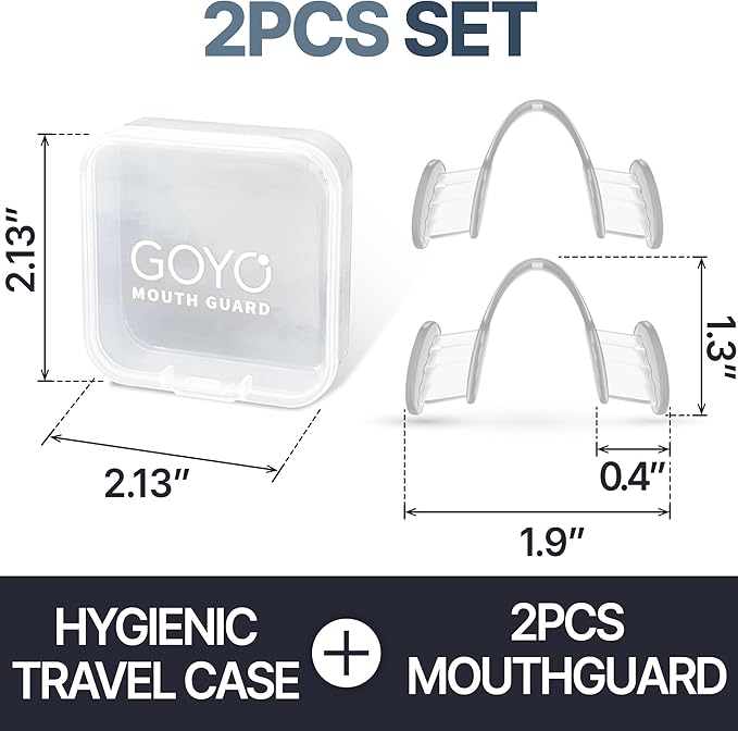 Mouth Guard for Grinding and Clenching Teeth at Night, Sleep Night Guard, Grinding Protection, Clenching Protection, Teeth Bruxism Mouth Piece with Travel Hygiene Case (2set) (1set)