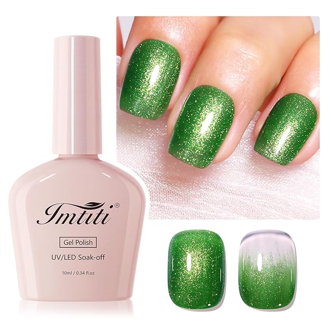 Imtiti Green Glitter Gel Nail Polish,Sparkling Emerald Green Soak Off UV LED Gel Polish for Christmas Parties, Long Lasting, Nail Art Starter Manicure Salon DIY at Home for Women (0.34 Fl Oz-1932)
