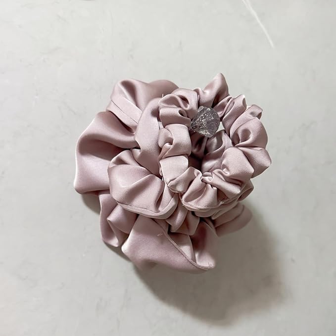 3 Pieces Satin Scrunchies Set for Hair No Crease Elastic Hair Ties for Women and Girls (Dusty Pink)