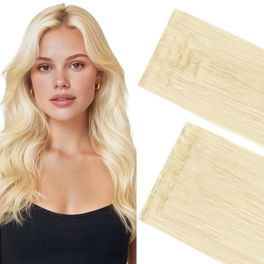 GOO GOO Invisi Edge Clip in Hair Extensions Set, 16inch 130g, 5pcs Injected Seamless PU Clip ins and 2pcs Classical PU Clip ins, Virgin Real Human Hair, #60A