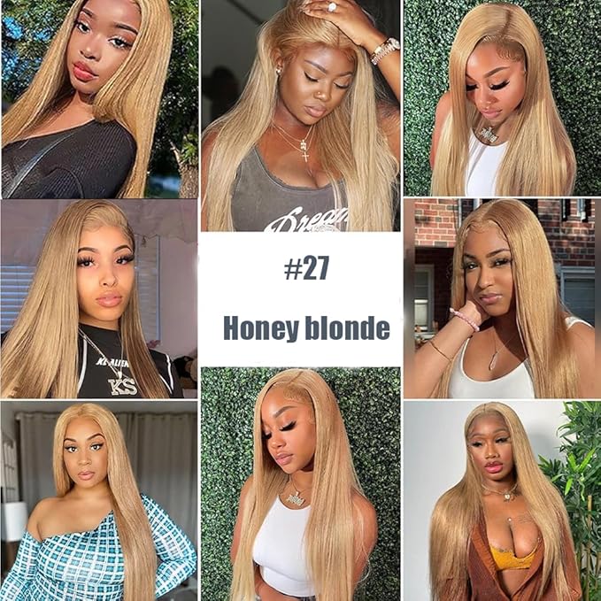 28 Inch #27 Blonde Clip in Hair Extensions - Real Remy Human Hair, 120g 7pcs, Honey Blonde Human Hair Extensions Clip ins for Women